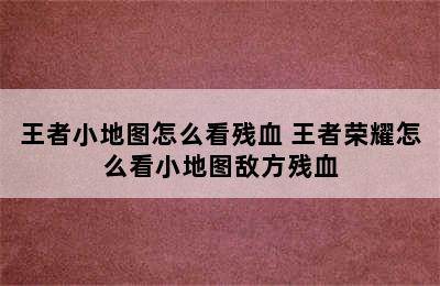 王者小地图怎么看残血 王者荣耀怎么看小地图敌方残血